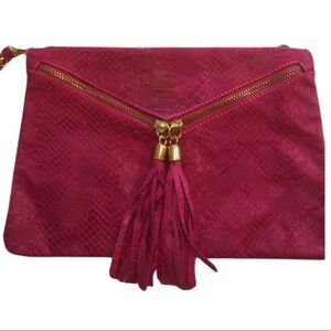 Pink Suede Italian Bag with Detachable Shoulder Strap